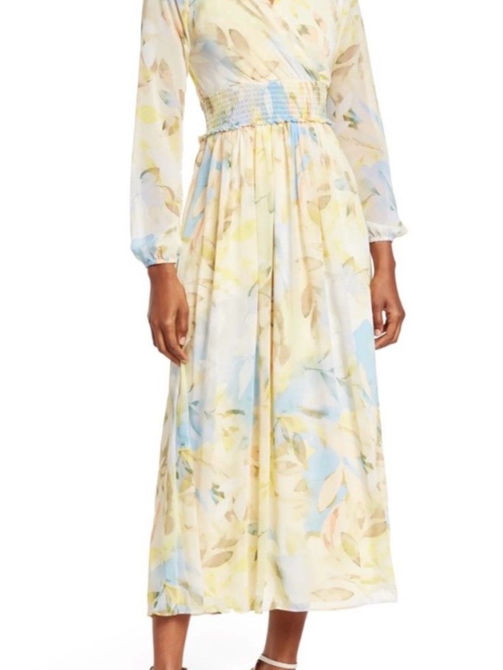 Laundry By Shelli Segal Pastel Floral Maxi Dress - Yellow, Light Blue, Cream